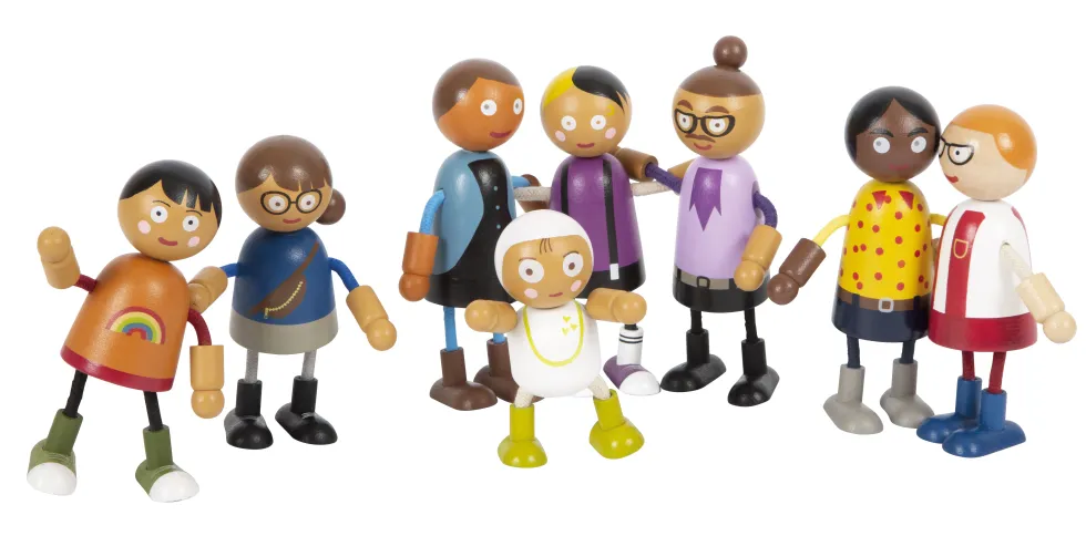 Biegepuppen-Familie mit Baby