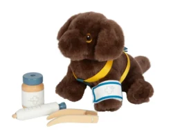 Hund mit Tasche und Pflege-Set