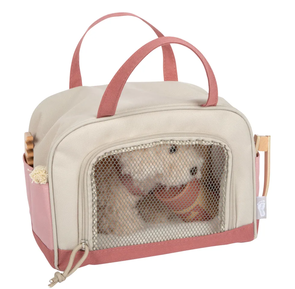 Hund mit Tasche und Pflege-Set rosa