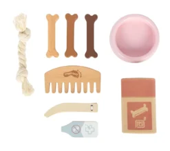 Hund mit Tasche und Pflege-Set rosa