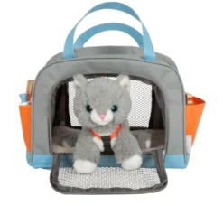 Katze mit Tasche und Pflege-Set