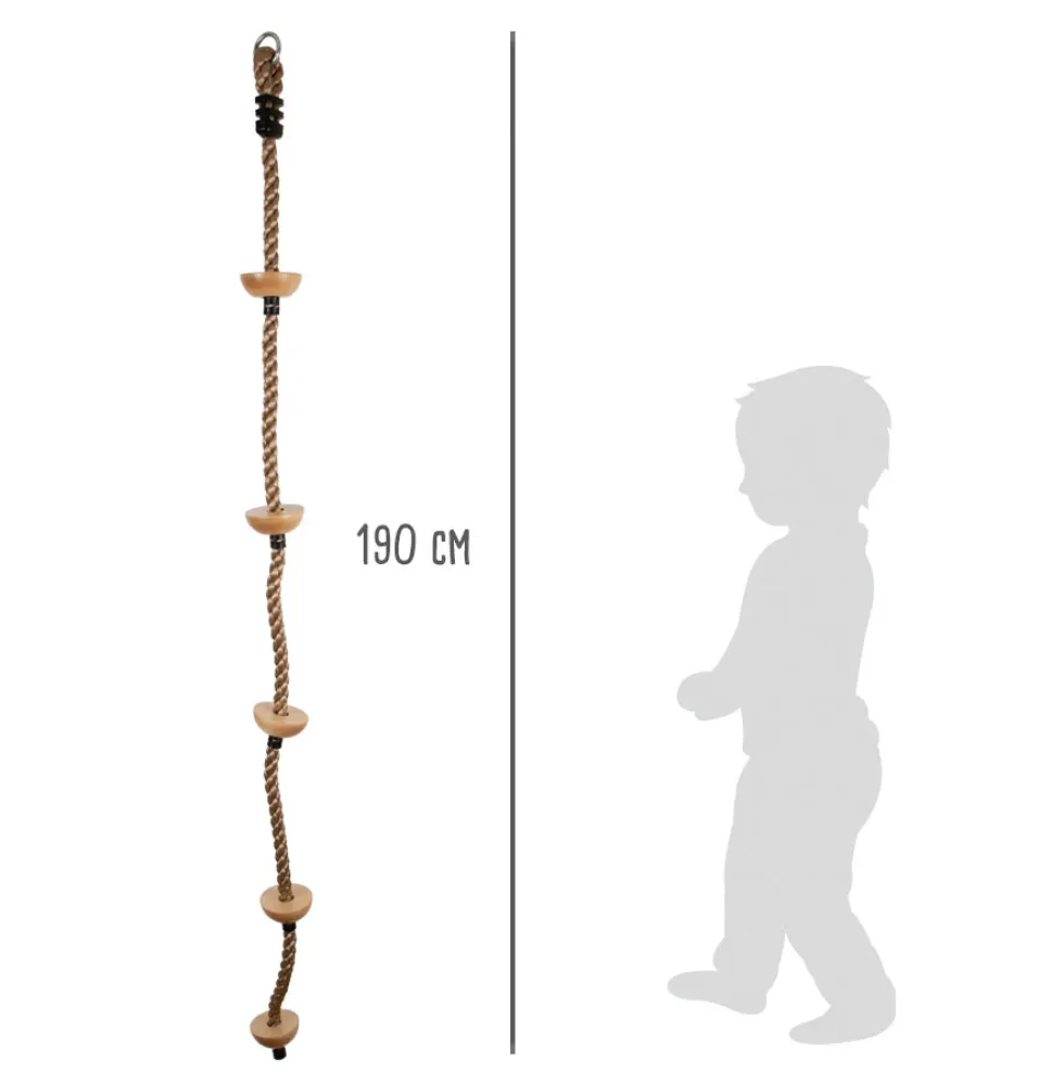 Kletterseil mit Fußtritten aus Holz