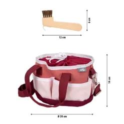 Pferdepflegeset mit Tasche rot