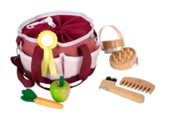 Pferdepflegeset mit Tasche rot