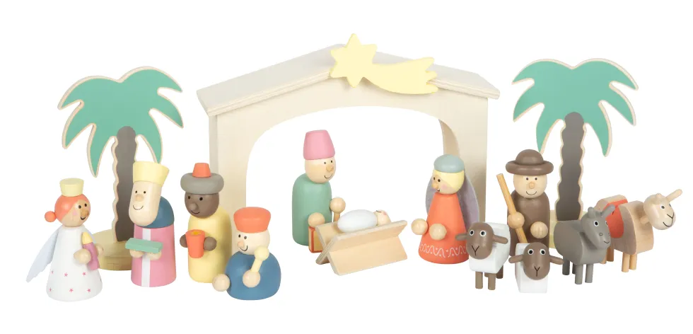 Spielset Holzkrippe Weihnachtsgeschichte