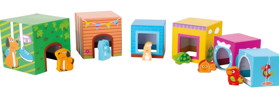 Stapelwürfel mit Figuren Haustiere